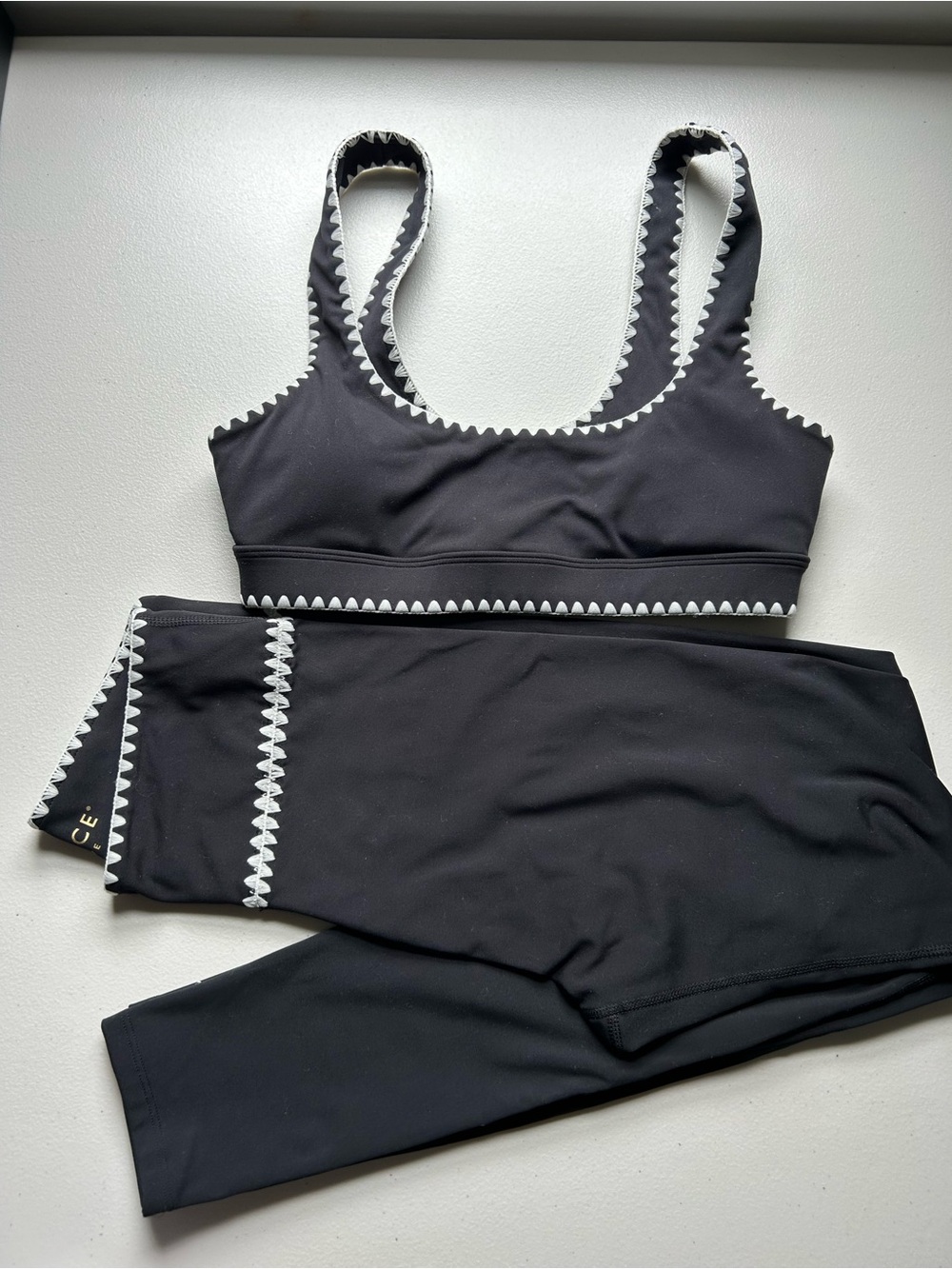 L*SPACE Active Move With Me Sports Bra Leggings Set Black White Size S
